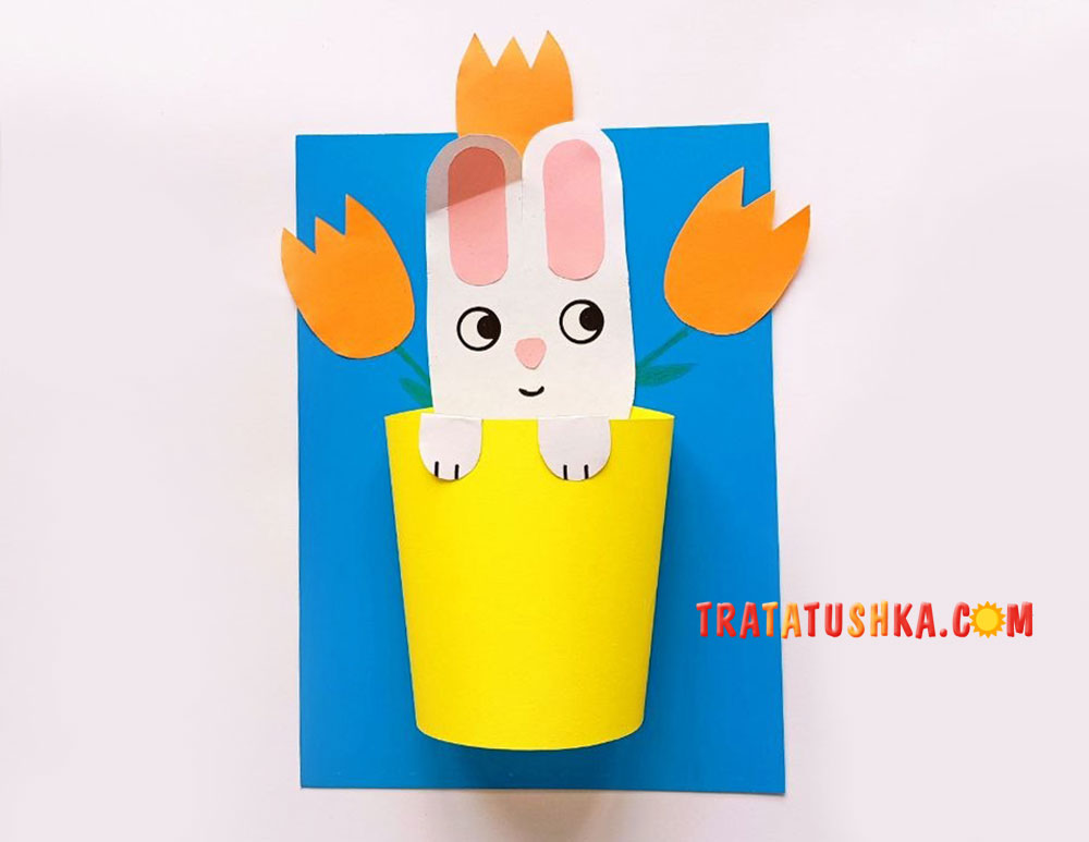 Весняна аплікація із зайчиком