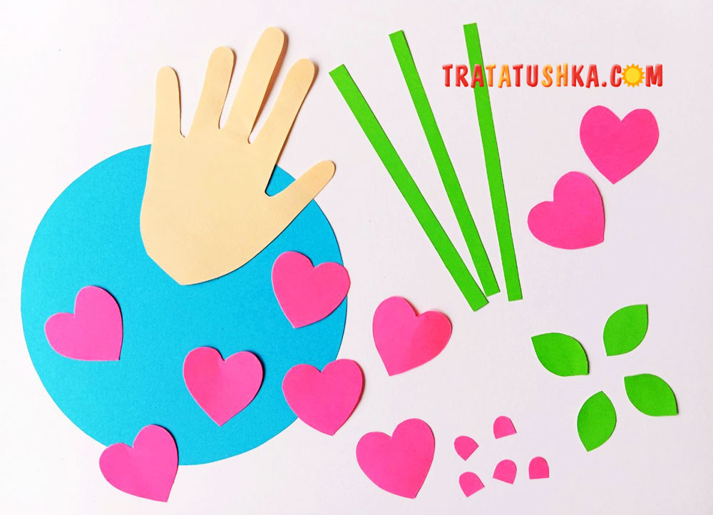 Аплікація тюльпанів у долоньці