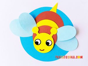 Аплікація бджілки з паперових кружечків